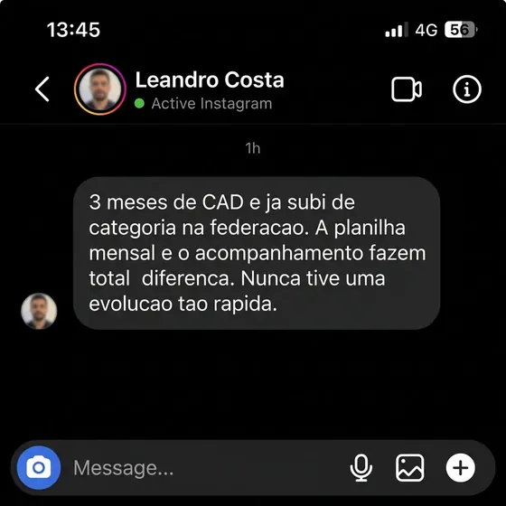 Print Instagram DM - depoimento Leandro Costa