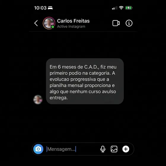 Print Instagram DM - depoimento Carlos Freitas