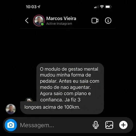 Print Instagram DM - depoimento Marcos Vieira