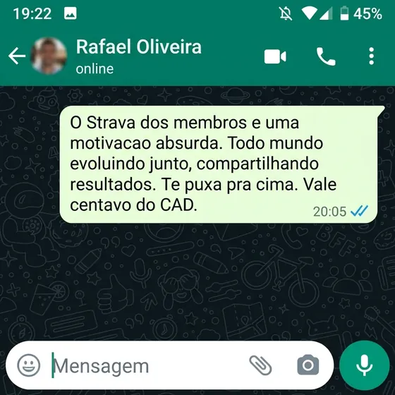 Print WhatsApp - depoimento Rafael Oliveira