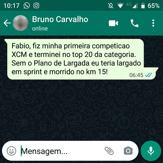 Print WhatsApp - depoimento Bruno Carvalho