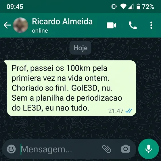 Print WhatsApp - depoimento Ricardo Almeida