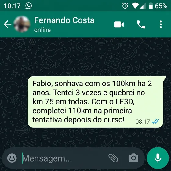 Print WhatsApp - depoimento Fernando Costa